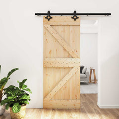 vidaXL Sliding Door 85 x 210 cm Solid Pine Wood (Untreated) 1