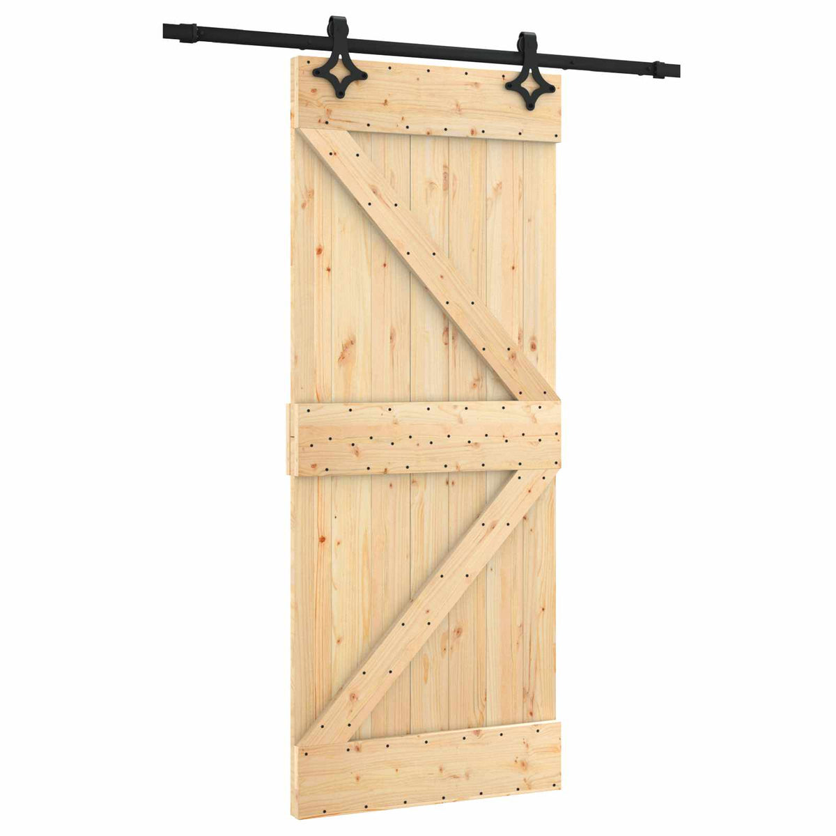 vidaXL Sliding Door 85 x 210 cm Solid Pine Wood (Untreated) 2