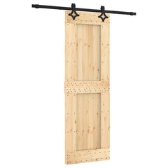 vidaXL Sliding Door Natural and Black 70 x 210 cm Solid Pine Wood 2