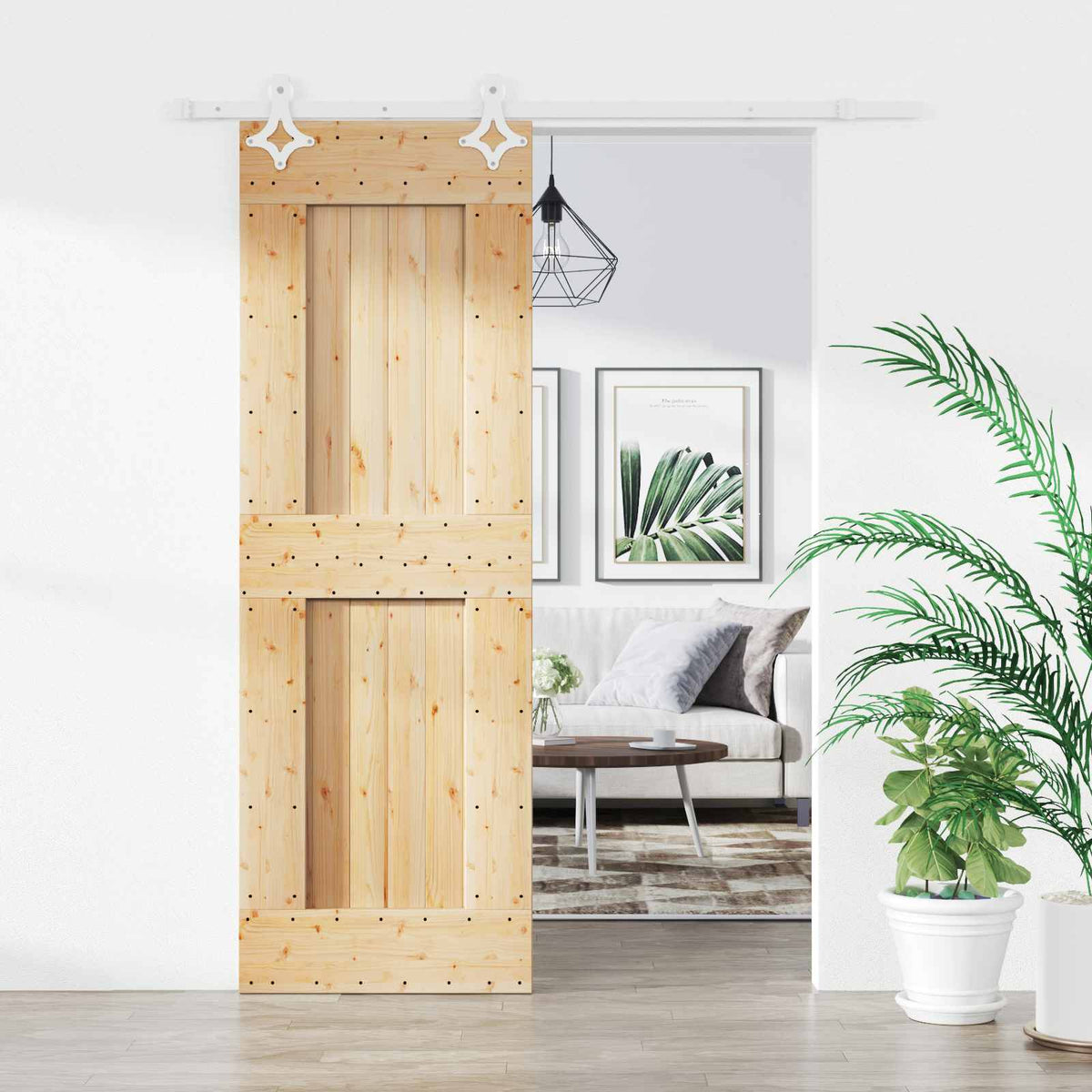 vidaXL Sliding Door 70 x 210 cm Solid Pine Wood (Untreated) 1