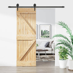 vidaXL Sliding Door 70 x 210 cm Solid Pine Wood (Untreated) 1