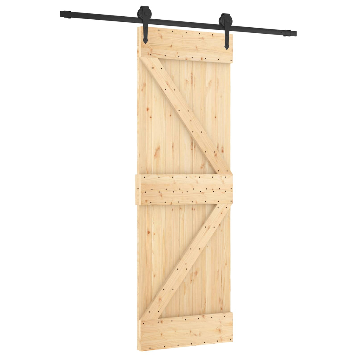 vidaXL Sliding Door 70 x 210 cm Solid Pine Wood (Untreated) 2