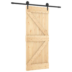 vidaXL Sliding Door Natural and Black 85 x 210 cm Solid Pine Wood 2