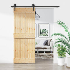 vidaXL Sliding Door 80 x 210 cm Solid Pine Wood (Untreated) 1