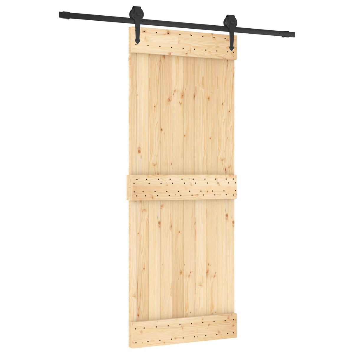 vidaXL Sliding Door 80 x 210 cm Solid Pine Wood (Untreated) 2