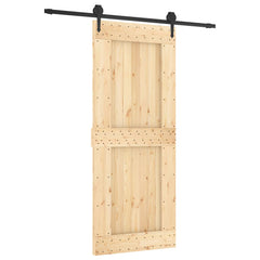 vidaXL Sliding Door Natural and Black 85 x 210 cm Solid Pine Wood 2