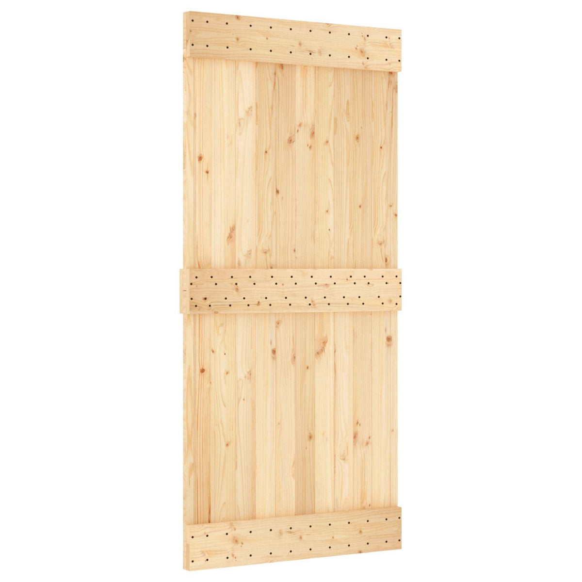vidaXL Sliding Door Natural and Black 95 x 210 cm Solid Pine Wood 3
