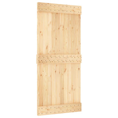 vidaXL Sliding Door Natural and Black 95 x 210 cm Solid Pine Wood 3