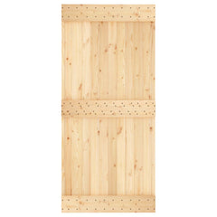 vidaXL Sliding Door Natural and Black 95 x 210 cm Solid Pine Wood 4