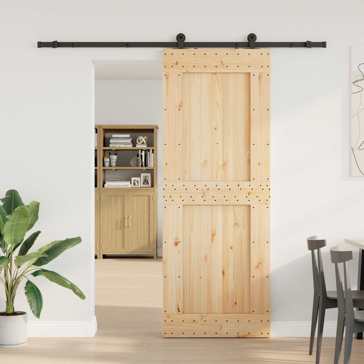 Sliding Door NARVIK Natural and Black 213.5 cm Square 85 cm