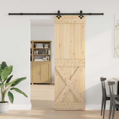 Sliding Door NARVIK Natural and Black 213.5 cm Cross Design 70 cm
