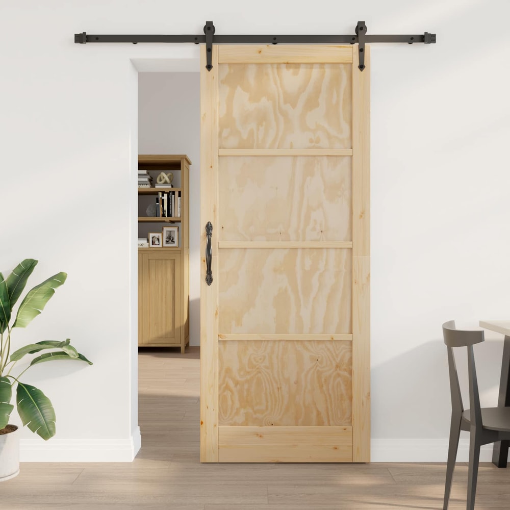 Sliding Door ORKDAL Engineered Wood 183 cm Natural and black 86 cm 211 cm