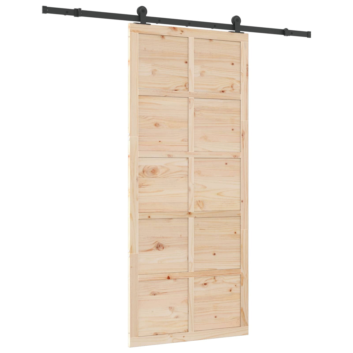 Sliding Door Solid Pine Wood Natural 100 x 208 cm 183 cm