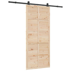Sliding Door Solid Pine Wood Natural 100 x 208 cm 183 cm