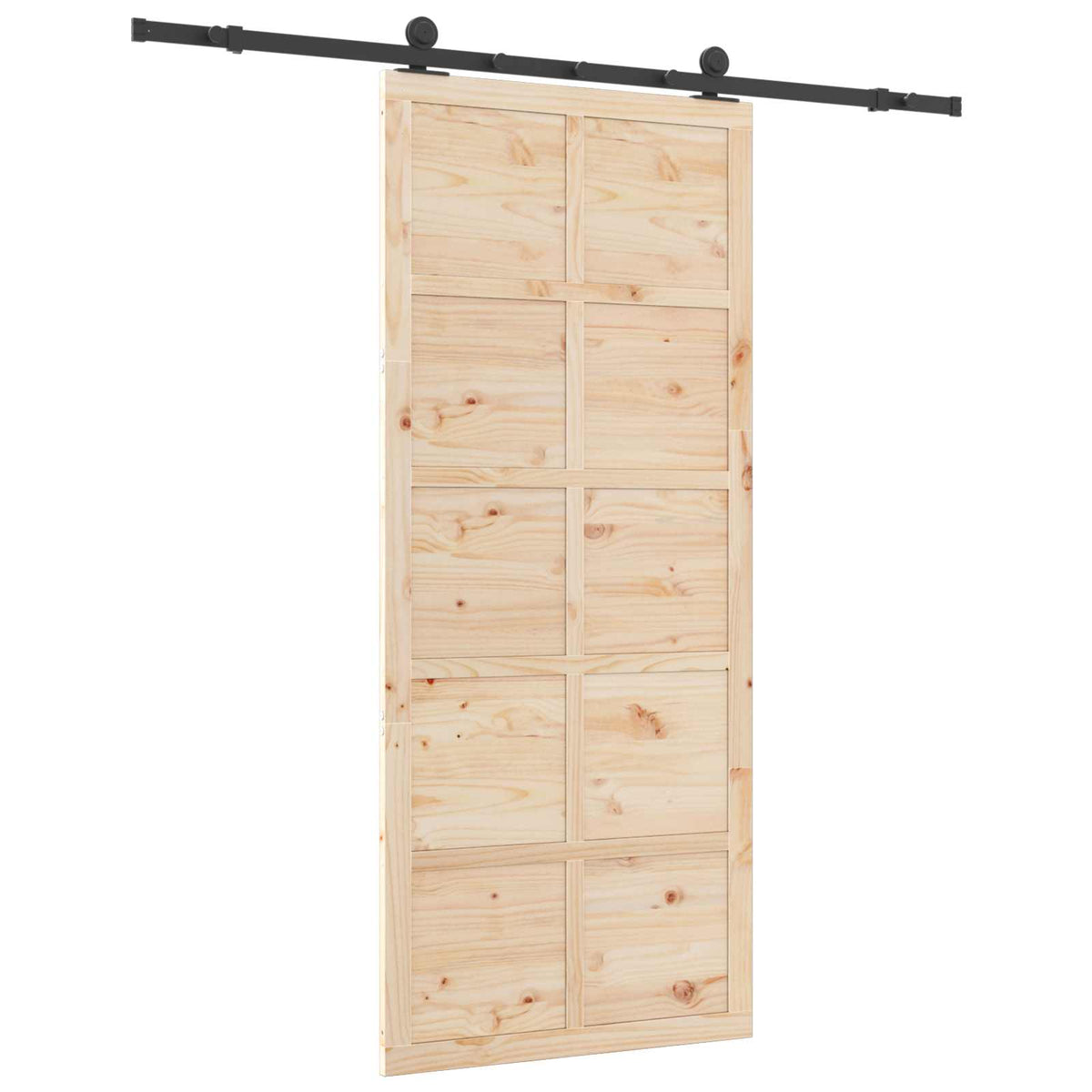 Sliding Door Solid Pine Wood Natural 100 x 208 cm 183 cm