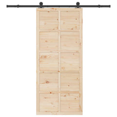 Sliding Door Solid Pine Wood Natural 100 x 208 cm 183 cm