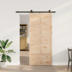 Sliding Door Solid Pine Wood Natural 80 x 208 cm 152.5 cm