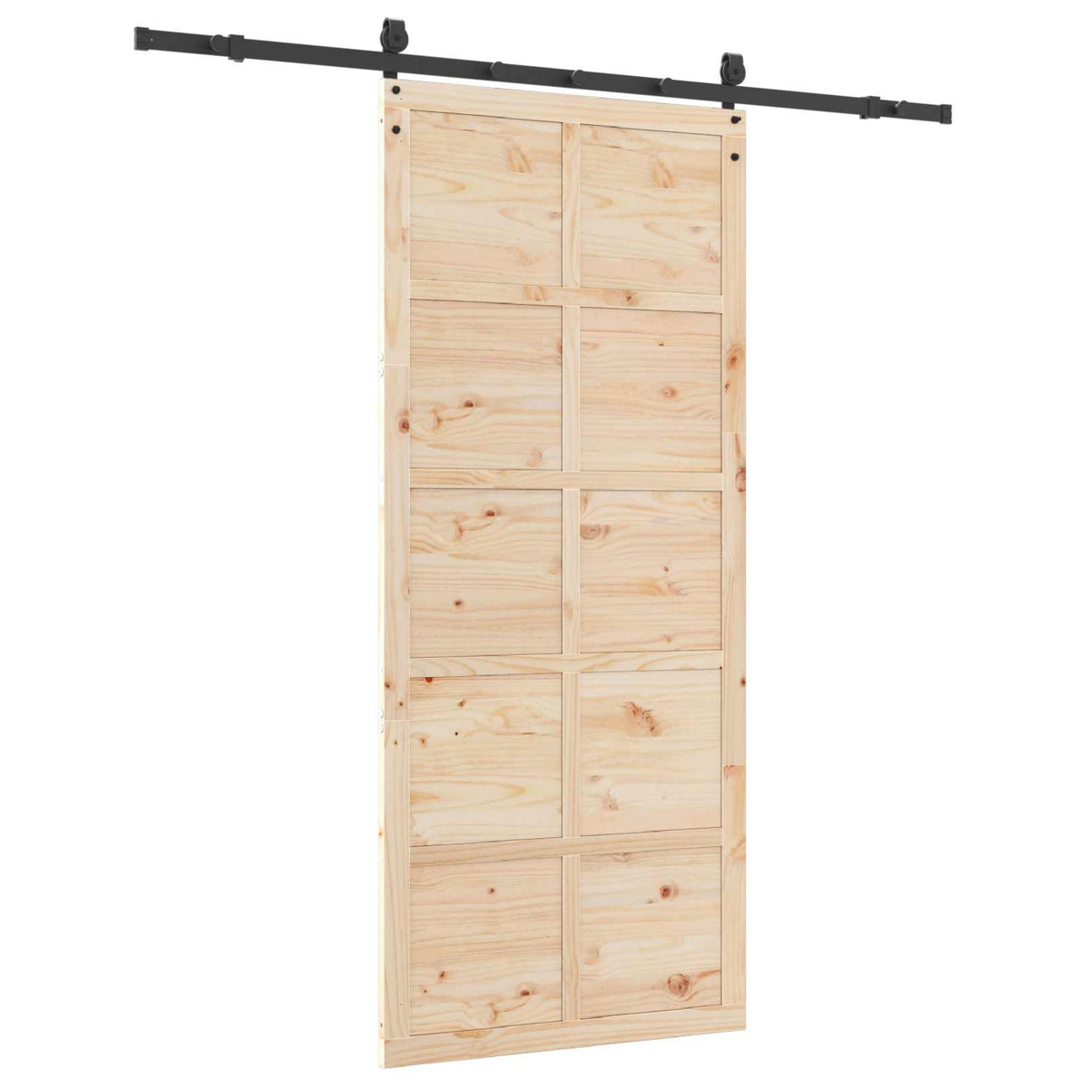Sliding Door Natural Solid Pine Wood 100 x 208 cm 183 cm