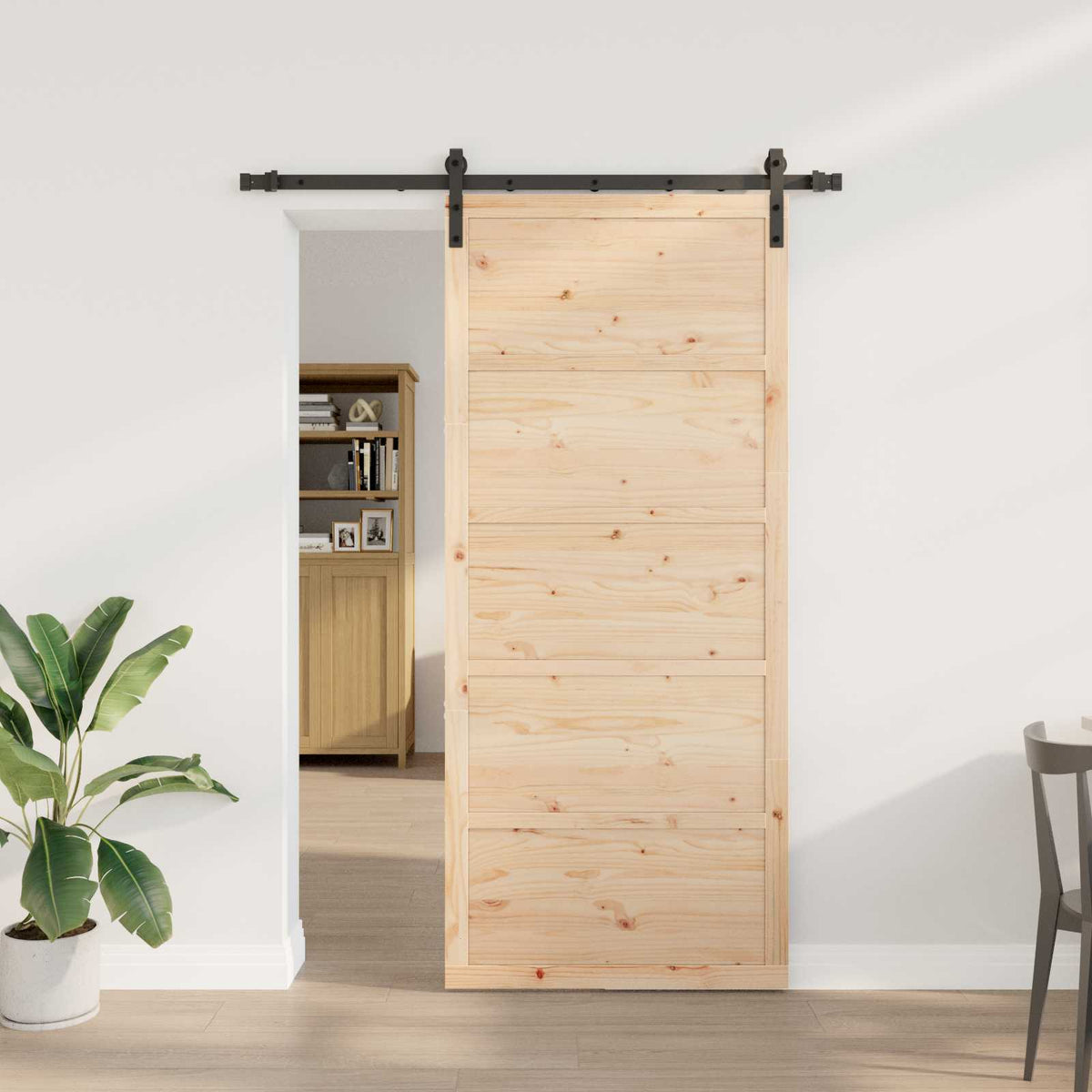 Sliding Door Natural Solid Pine Wood 80 x 208 cm 152.5 cm