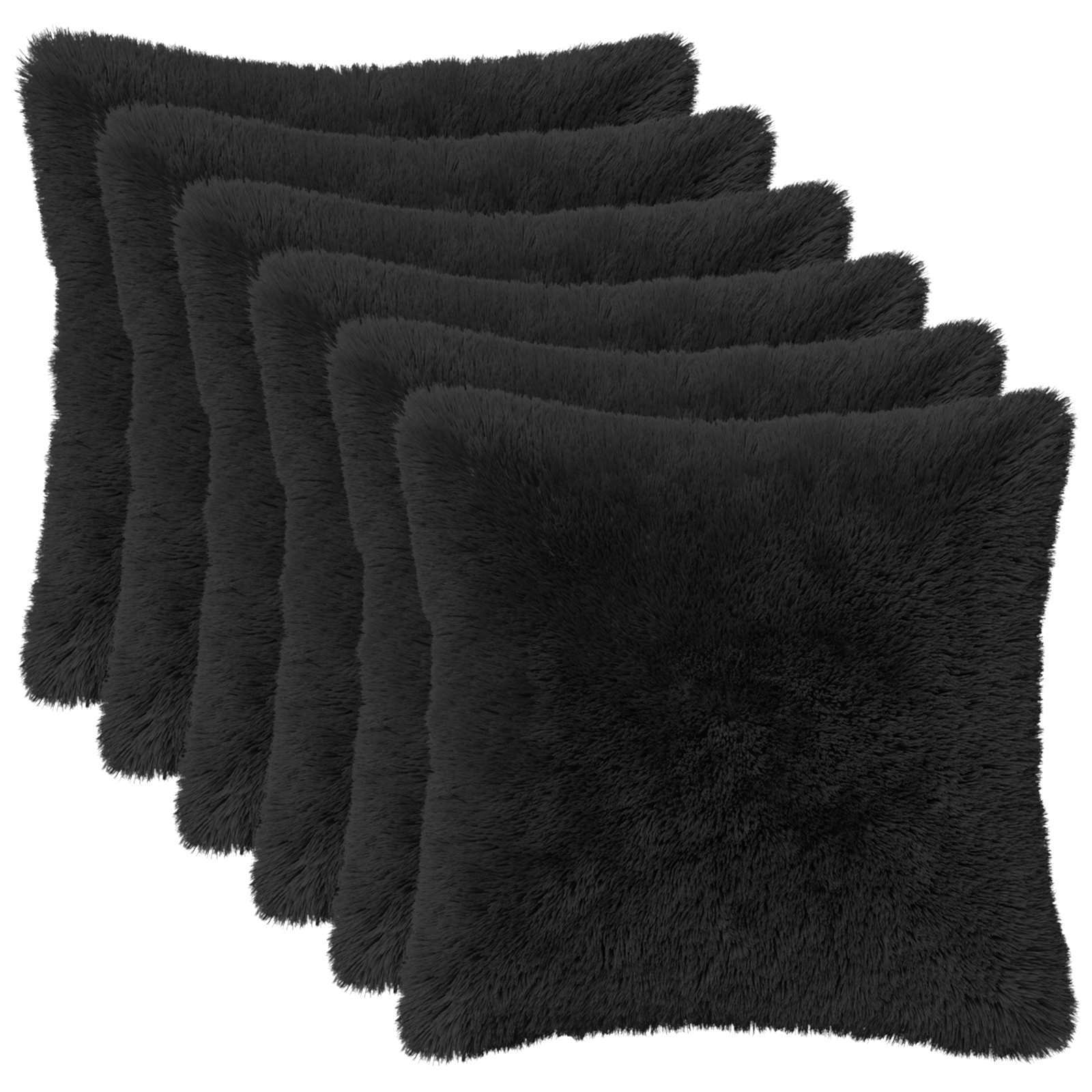vidaXL Cushion with Pillow HEERLEN 6 pcs Black PV Fleece 2
