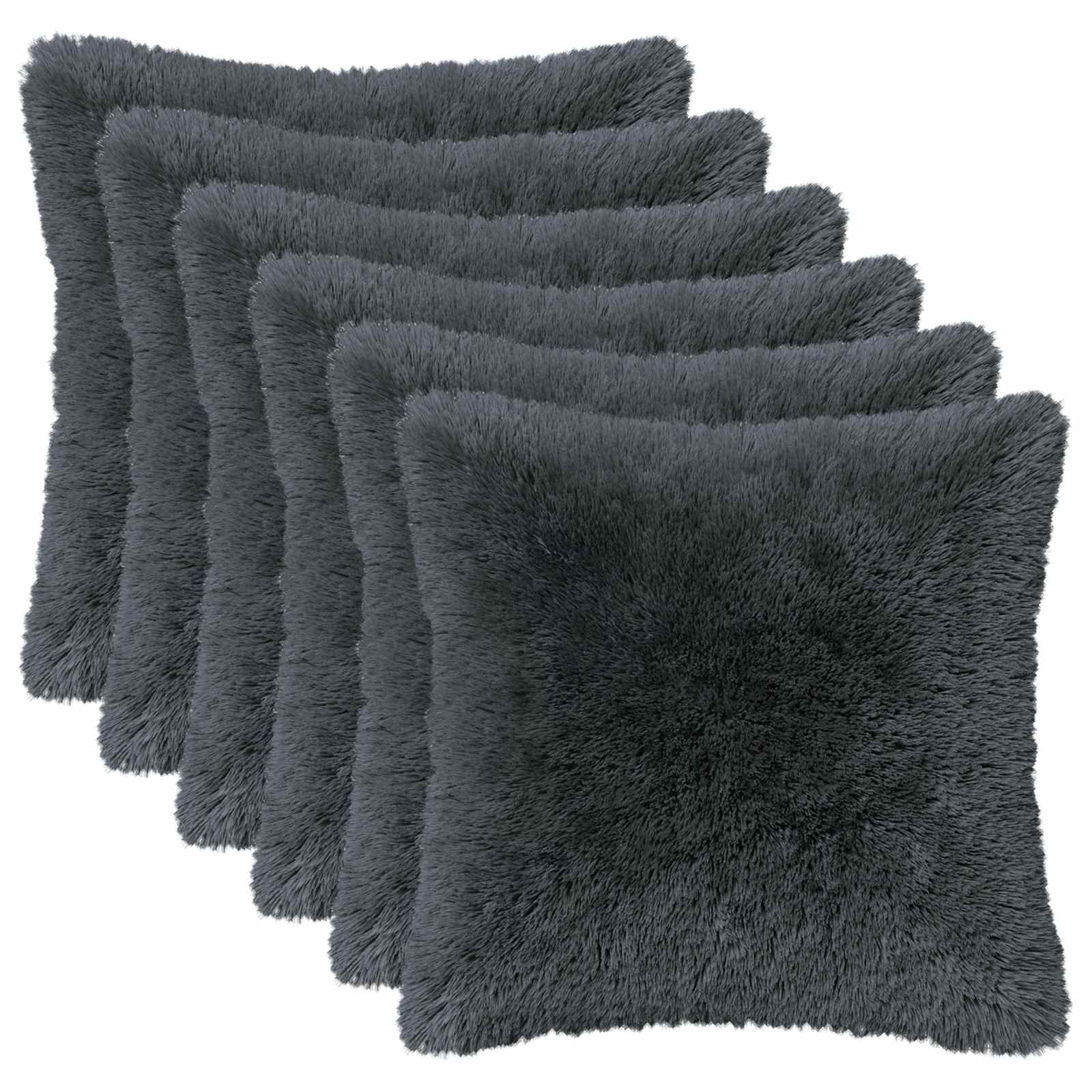 vidaXL Cushion with Pillow HEERLEN 6 pcs Anthracite PV Fleece 2