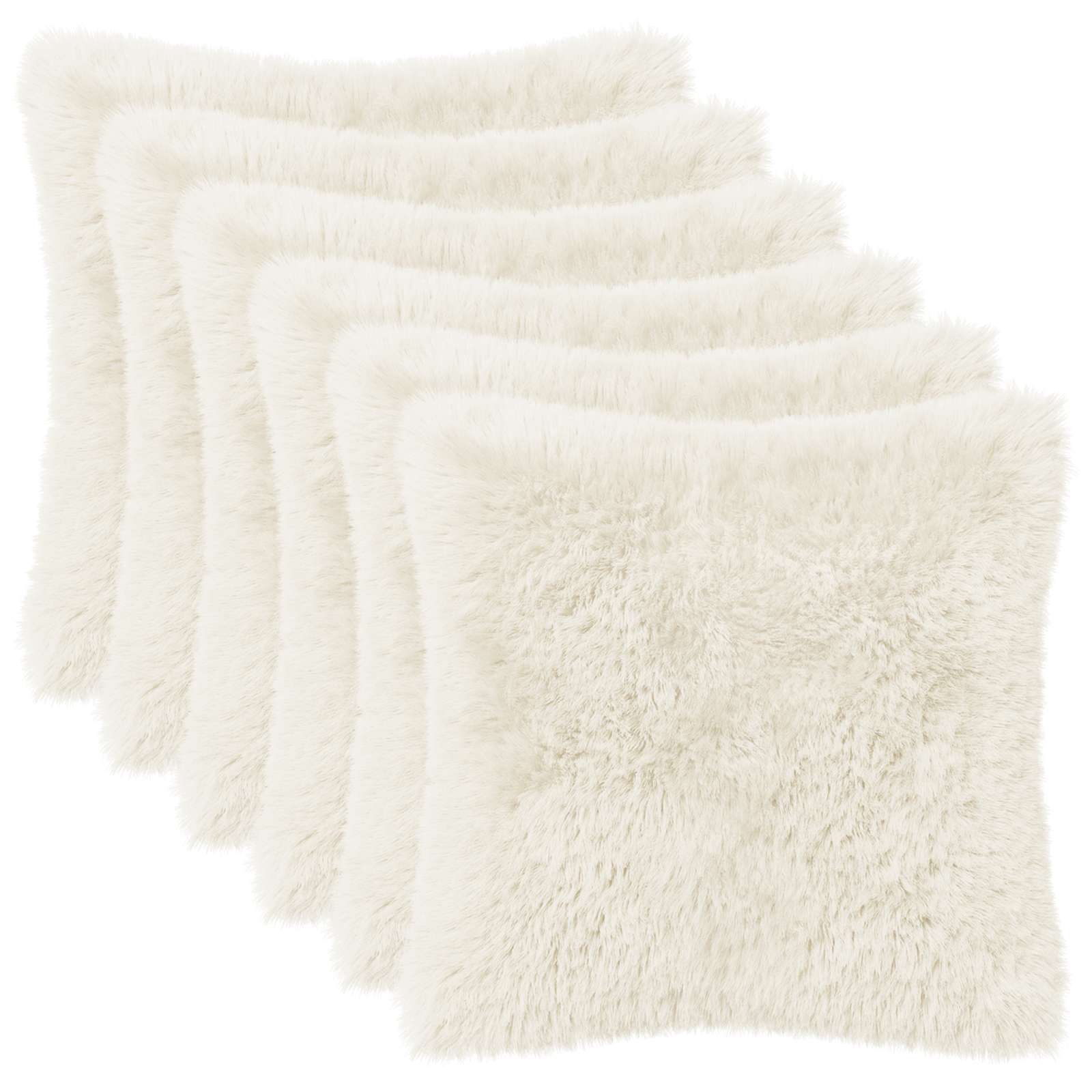 vidaXL Cushion with Pillow HEERLEN 6 pcs White PV Fleece 2