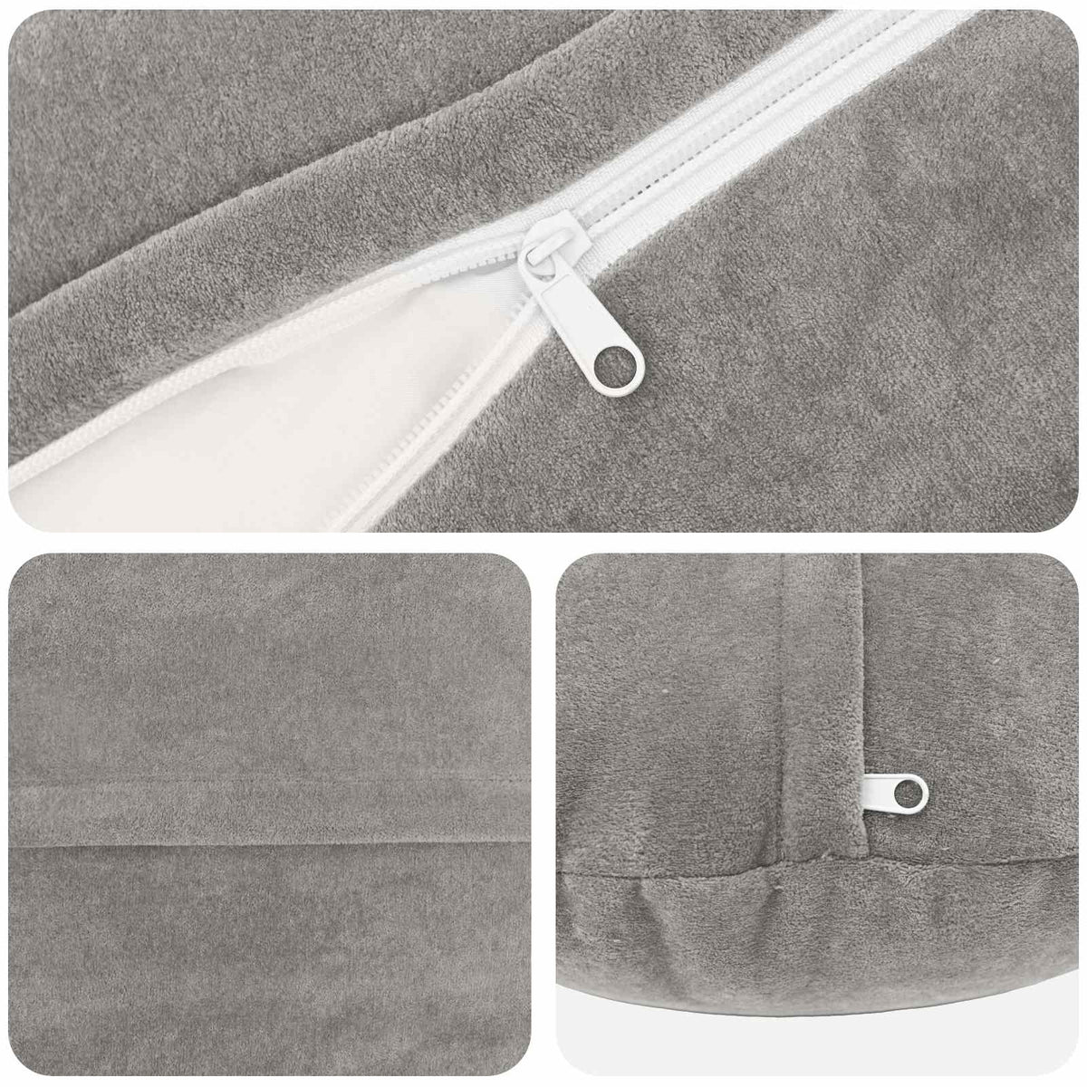 vidaXL Cushion with Pillow HEERLEN 2 pcs Light Grey Microfiber Fleece 4