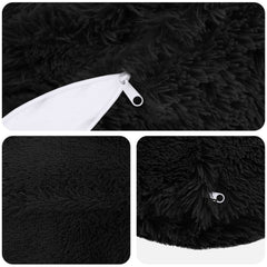 vidaXL Cushion with Pillow HEERLEN 2 pcs Black PV Fleece 5