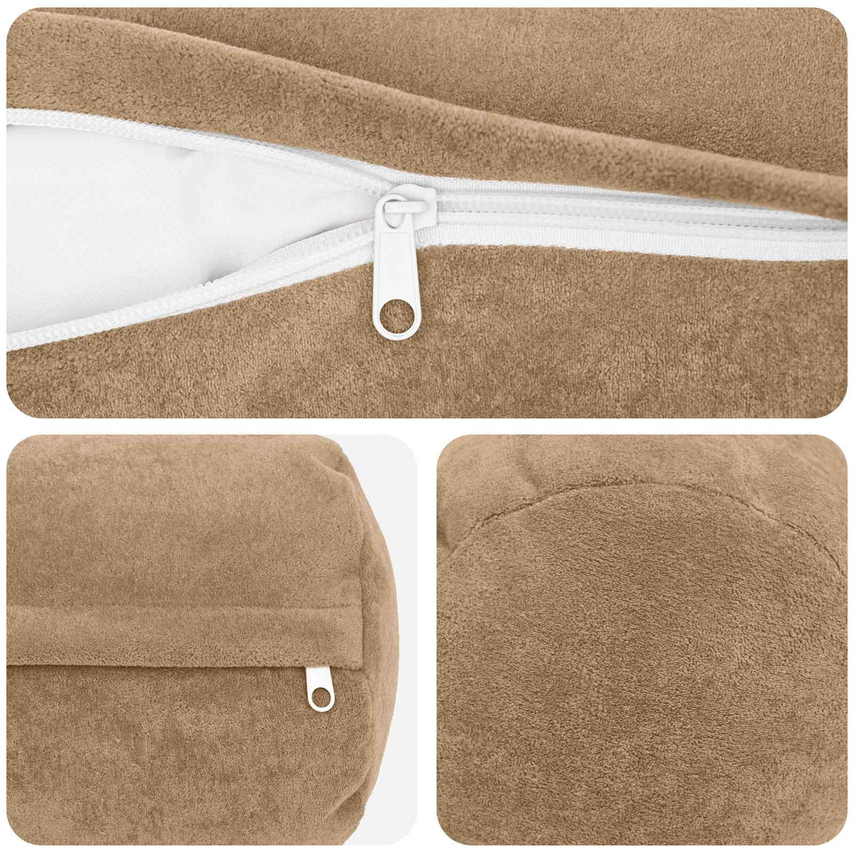 vidaXL Throw Pillow 6 pcs HEERLEN Taupe Dia. 15 x 40 cm 5