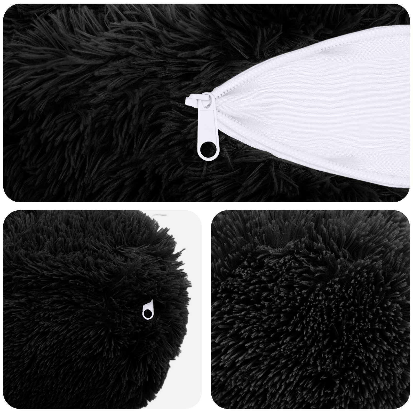 vidaXL Cushion with Pillow HEERLEN 6 pcs Black PV Fleece 6