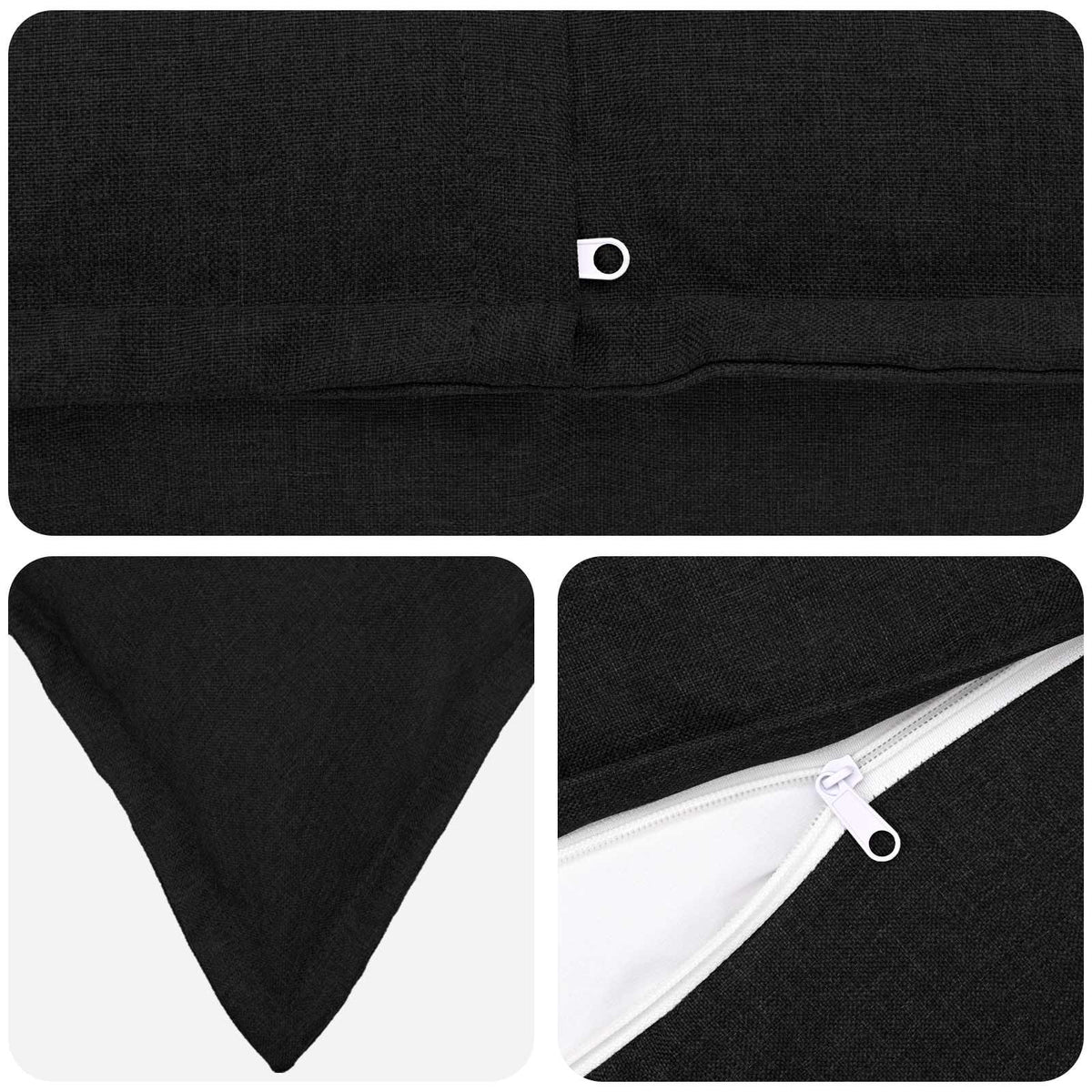 vidaXL Cushion with Pillow HOUTEN 2 pcs Black Faux Linen 5