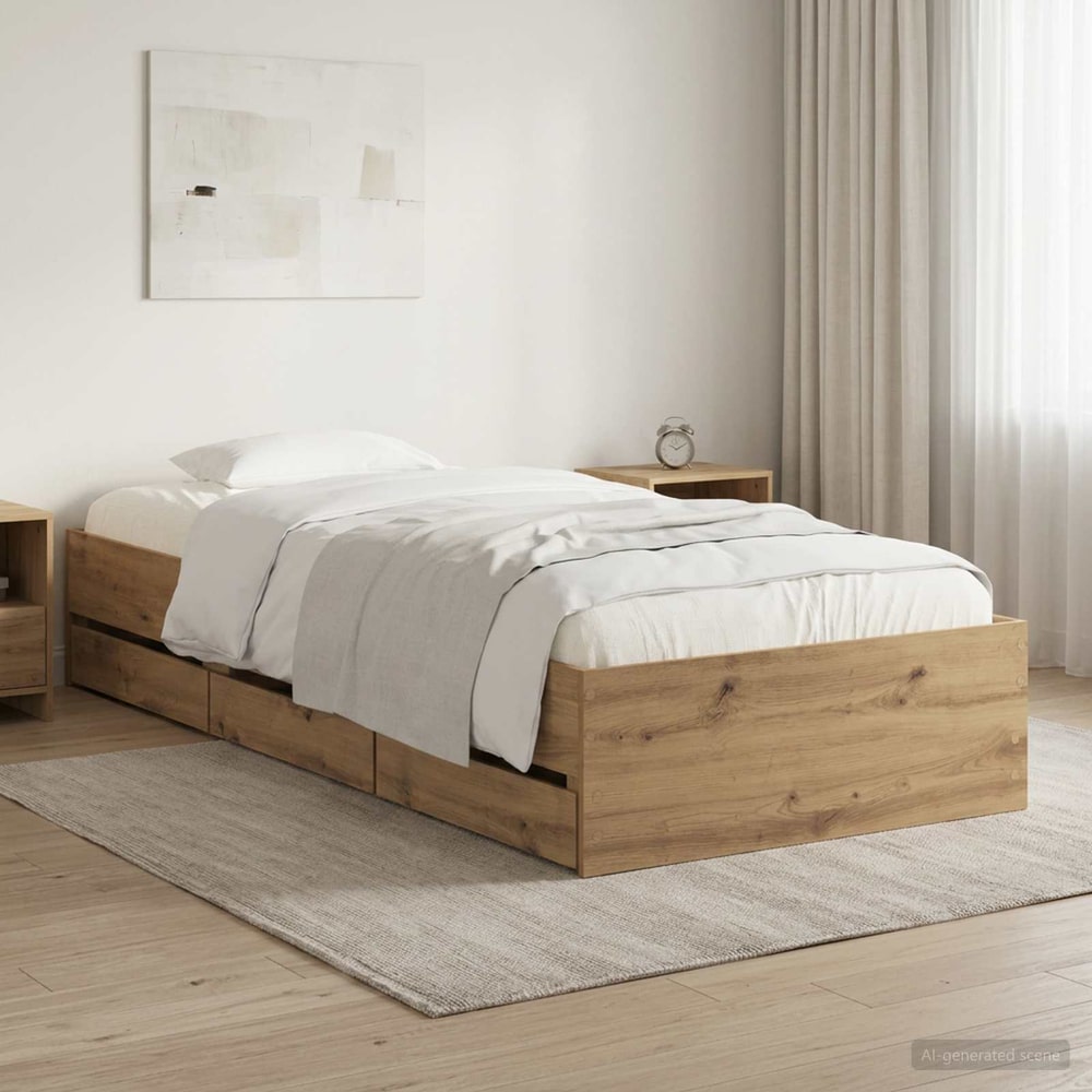 Bed Frame with Drawers without Mattress 90x200 cm Artisan oak