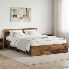 Bed Frame with Headboard Engineered wood Old Wood 120 x 200 cm
