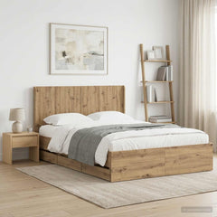 Bed Frame with Storage and Headboard Length 200 cm Artisan Oak 120 cm