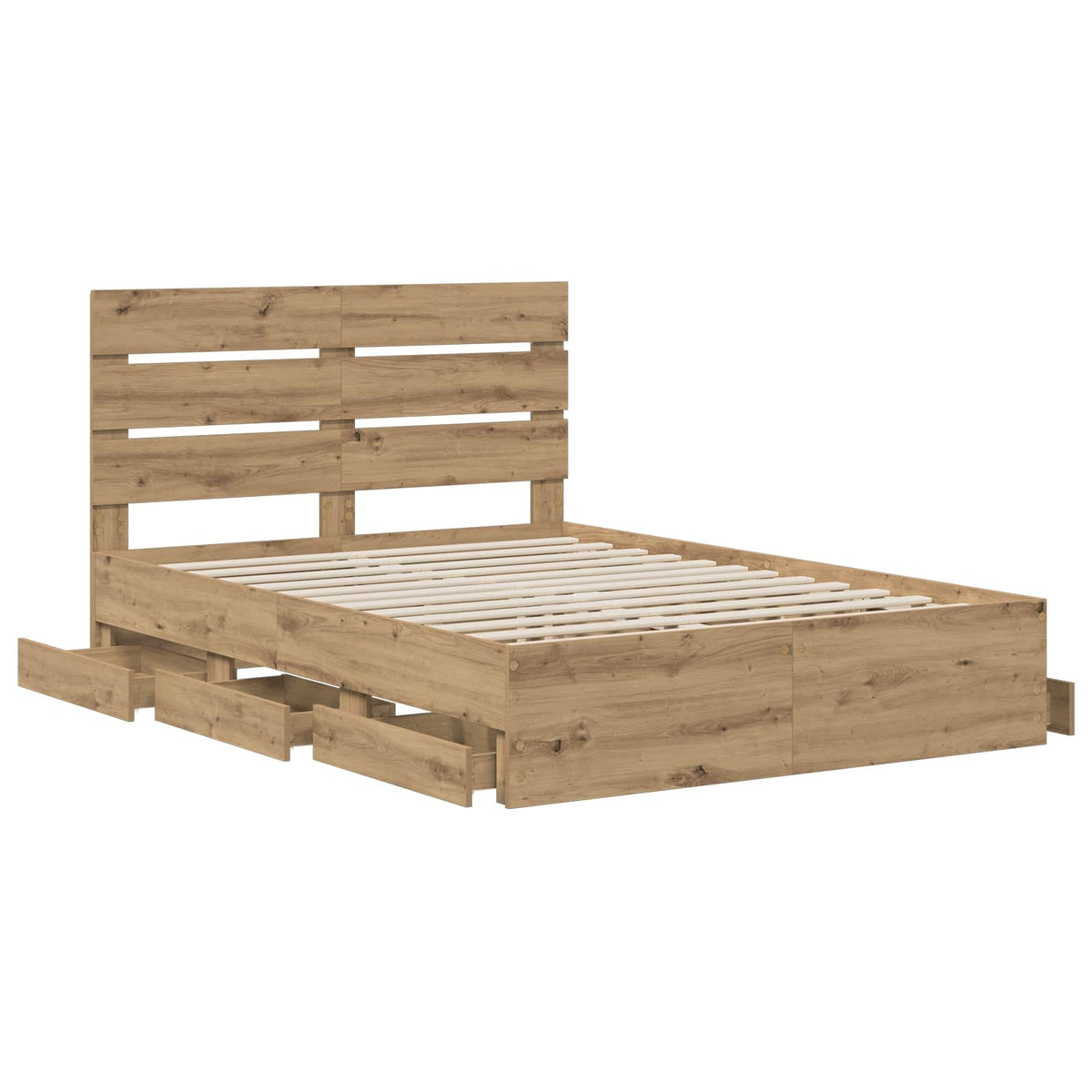 vidaXL Bed Frame with Storage and Headboard Artisan Oak 160 x 200 cm 4