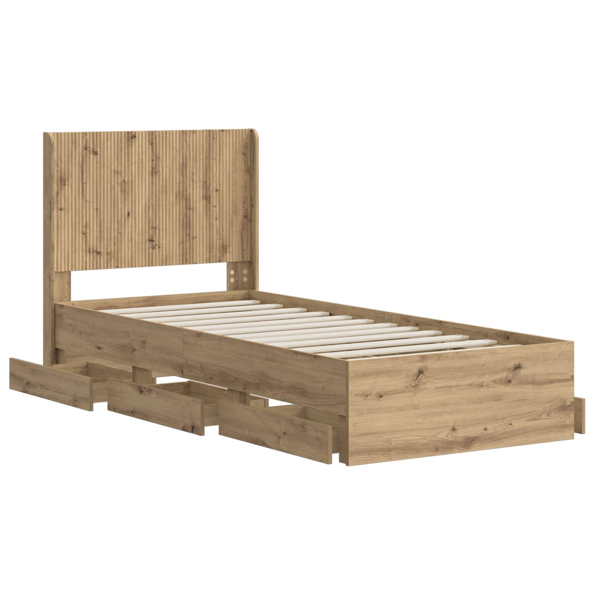 Bed Frame with Storage and Headboard Length 200 cm Artisan Oak 90 cm