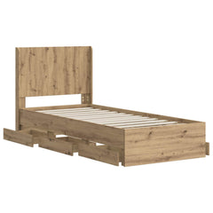 Bed Frame with Storage and Headboard Length 200 cm Artisan Oak 90 cm