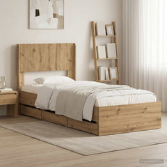Bed Frame with Storage and Headboard Length 200 cm Artisan Oak 90 cm
