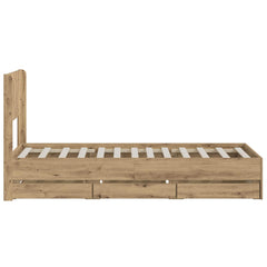 Bed Frame with Storage and Headboard Length 200 cm Artisan Oak 90 cm