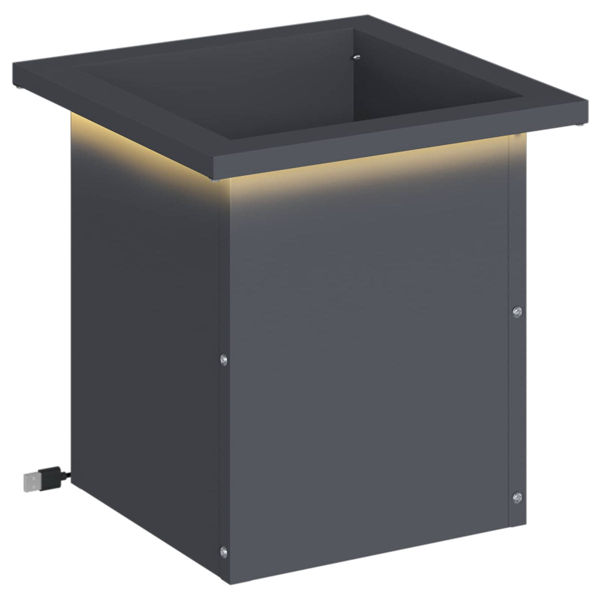 Garden Planter with LED 30 x 30 x 30 cm Steel 1 Width 30 cm Depth 30 cm Anthracite