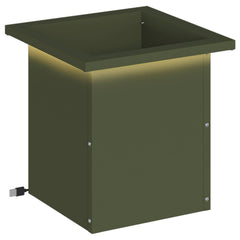 Garden Planter with LED 30 x 30 x 30 cm Steel 1 Width 30 cm Depth 30 cm Olive green