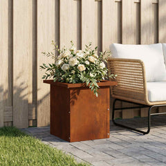 Garden Planter with LED Rusty Weathering Steel