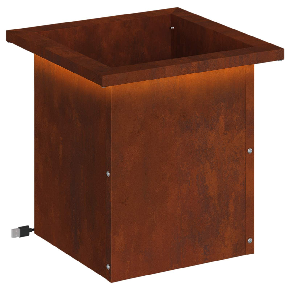 Garden Planter with LED Rusty Weathering Steel, image 2