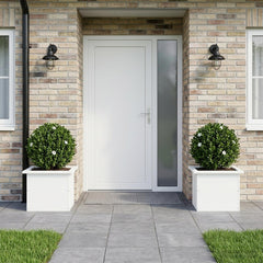 Garden Planter with LED 30 x 40 x 30 cm Steel 2 pcs White
