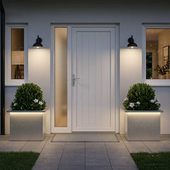 Garden Planter with LED 30 x 40 x 30 cm Steel 2 pcs Stainless steel