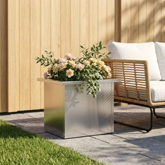 vidaXL Garden Planter with LED Silver 30 x 40 x 30 cm Galvanised Steel 1