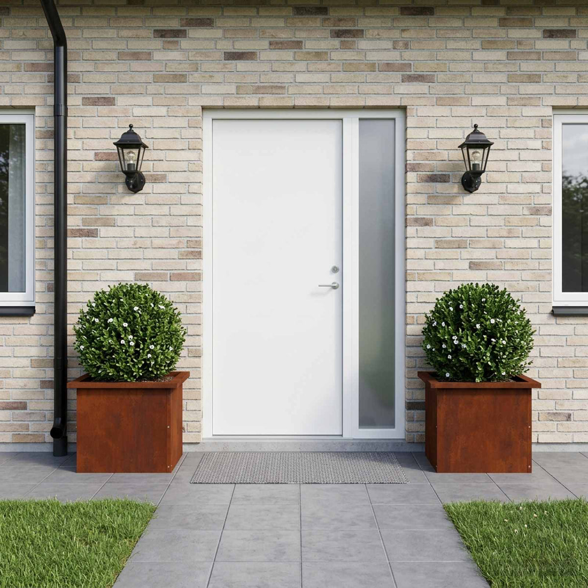 Garden Planter with LED 30 x 40 x 30 cm Steel 2 pcs Weathering steel