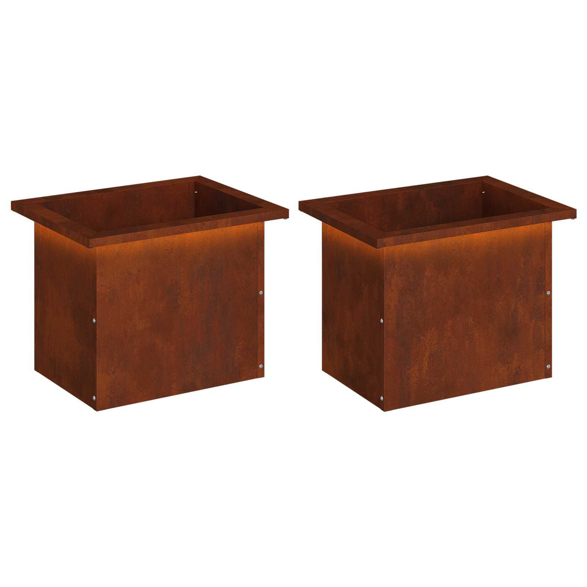 Garden Planter with LED 30 x 40 x 30 cm Steel 2 pcs Weathering steel