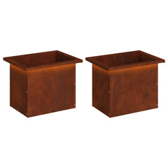 Garden Planter with LED 30 x 40 x 30 cm Steel 2 pcs Weathering steel
