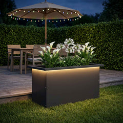 Garden Planter with LED 30 x 60 x 30 cm Steel Black